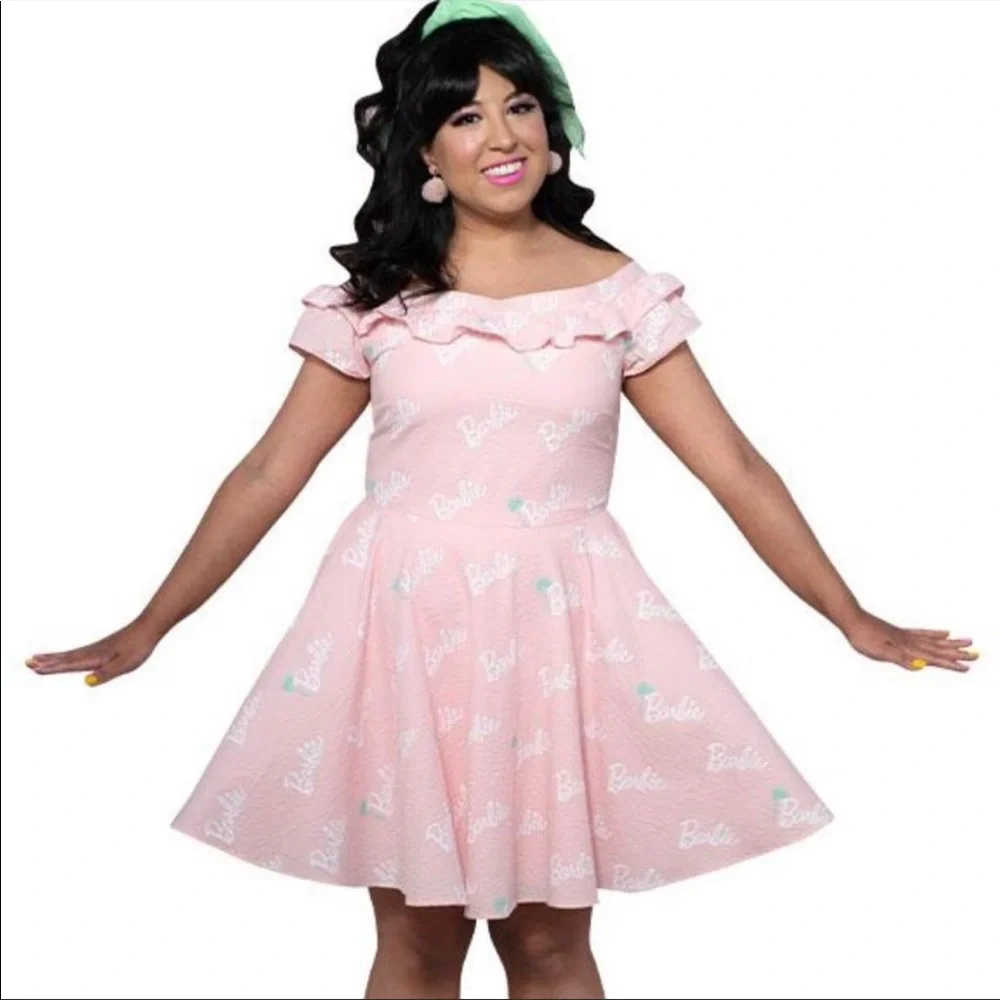 NIB Stitch Shoppe X Barbie™ Palm Tree Logo "Lizzy" Date Night Dress Size 1X - Picture 1 of 8
